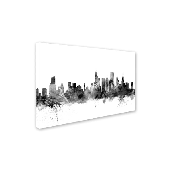 Michael Tompsett 'Chicago Illinois Skyline B&W' Canvas Art,12x19